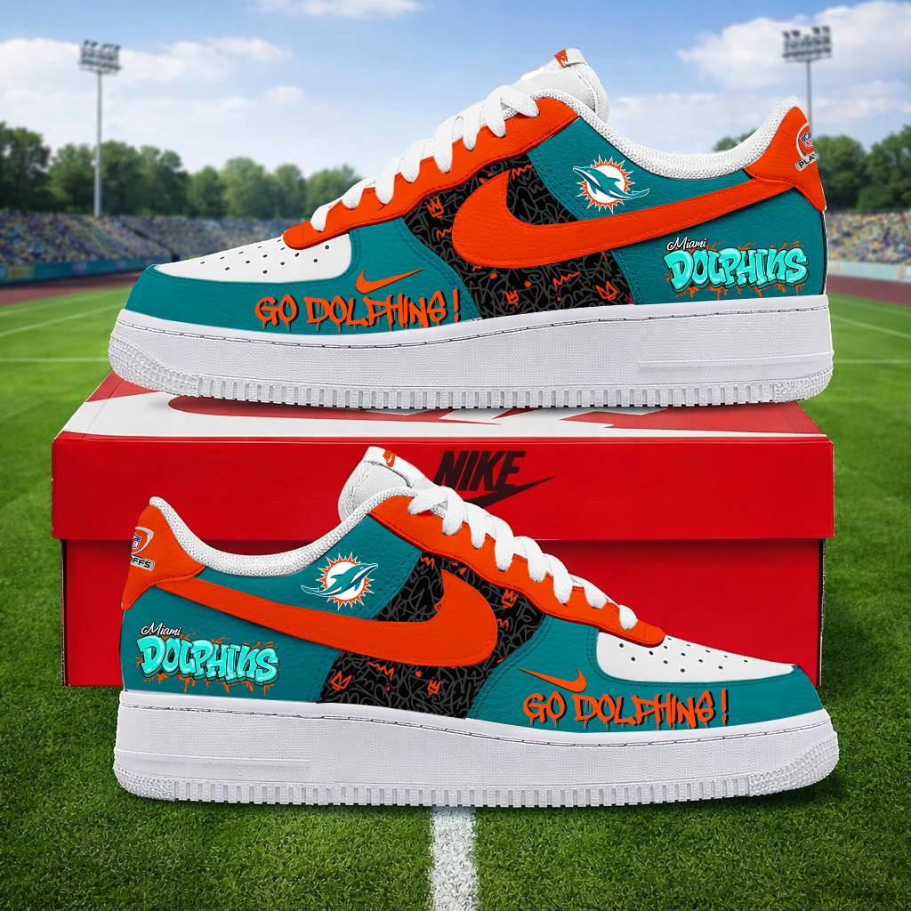 LIMITED EDITION - NEW CUSTOMIZED NFL19 MDP MIAMI DOLPHINS AF1 SNEAKERS