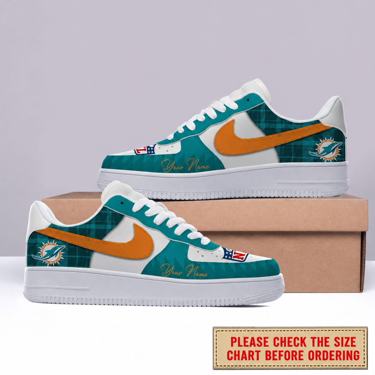 LIMITED EDITION - NEW CUSTOMIZED NFL19 MDP MIAMI DOLPHINS AF1 SHOES