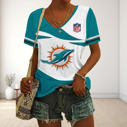 LIMITED EDITION - NEW CUSTOMIZED NFL19 MDP MIAMI DOLPHINS V-NECK FEMALE SHIRT