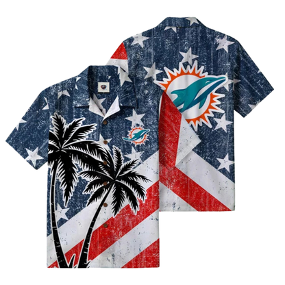 LIMITED EDITION - NEW CUSTOMIZED NFL19 MDP MIAMI DOLPHINS PATRIOTIC 250 USA HAWAIIAN SHIRT
