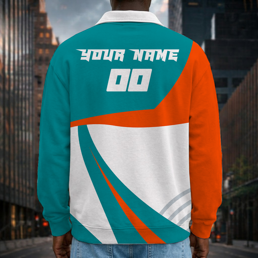 [SPECIAL OFFER] NEW CUSTOMIZED NFL19 MDP MIAMI DOLPHINS LONG SLEEVE POLO SHIRT
