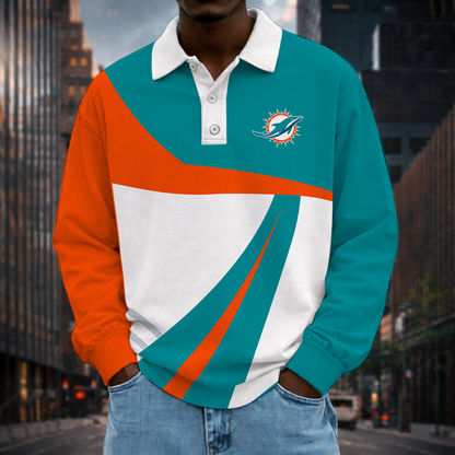 [SPECIAL OFFER] NEW CUSTOMIZED NFL19 MDP MIAMI DOLPHINS LONG SLEEVE POLO SHIRT