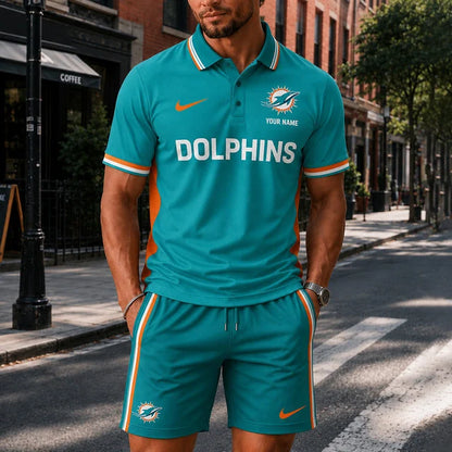 [SPECIAL OFFER] NEW CUSTOMIZED NFL19 MDP MIAMI DOLPHINS POLO SHIRT & SHORT PANTS