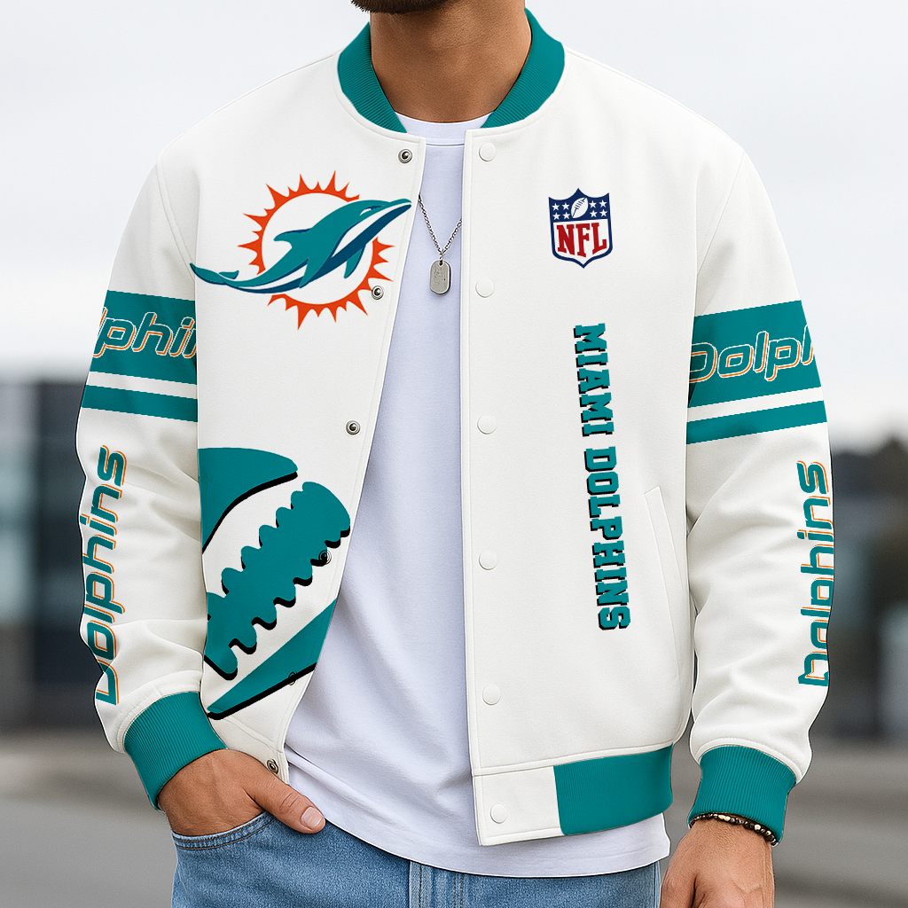 LIMITED EDITION - NEW CUSTOMIZED NFL19 MDP MIAMI DOLPHINS BASEBALL JACKET
