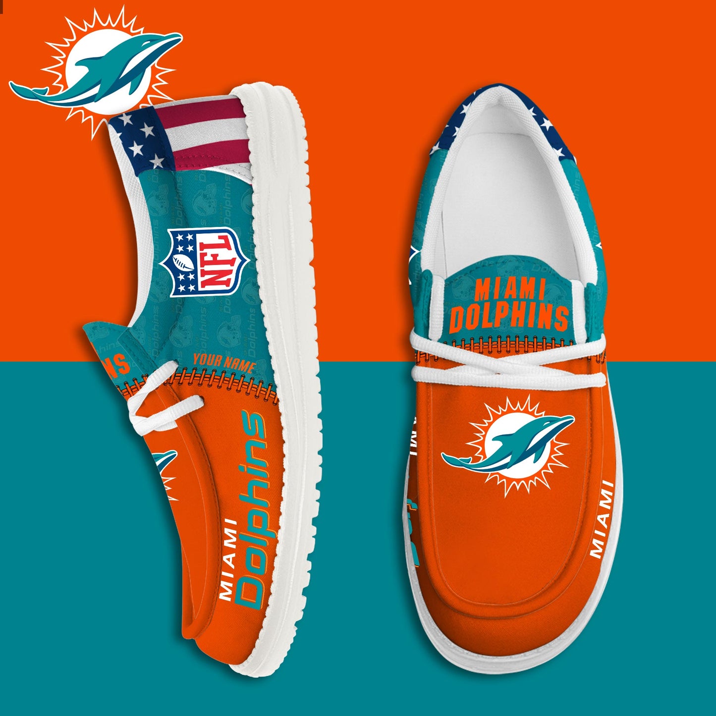 LIMITED EDITION - NEW CUSTOMIZED NFL19 MDP MIAMI DOLPHINS LOAFER SHOES