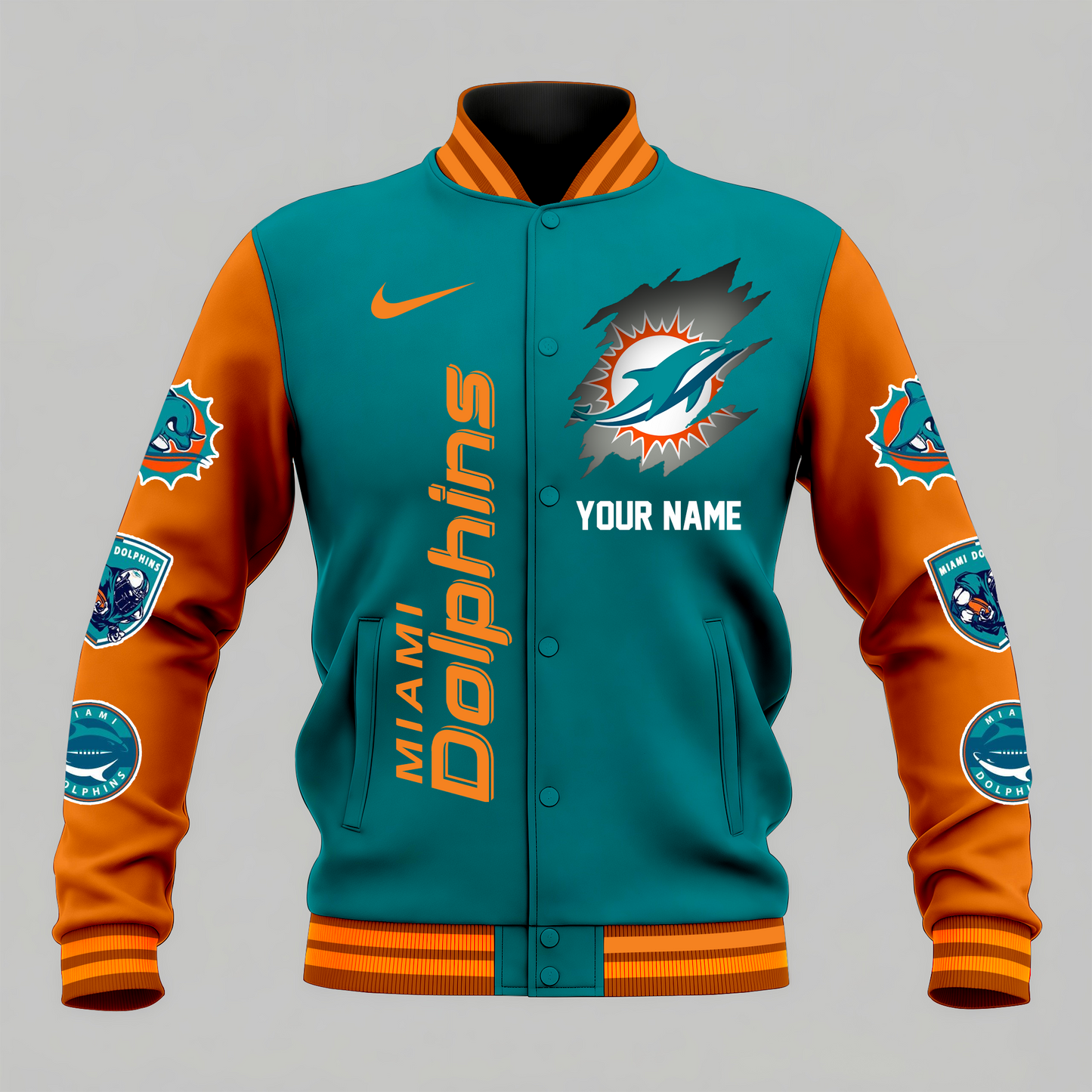 LIMITED EDITION - NEW CUSTOMIZED NFL19 MDP MIAMI DOLPHINS BASEBALL JACKET