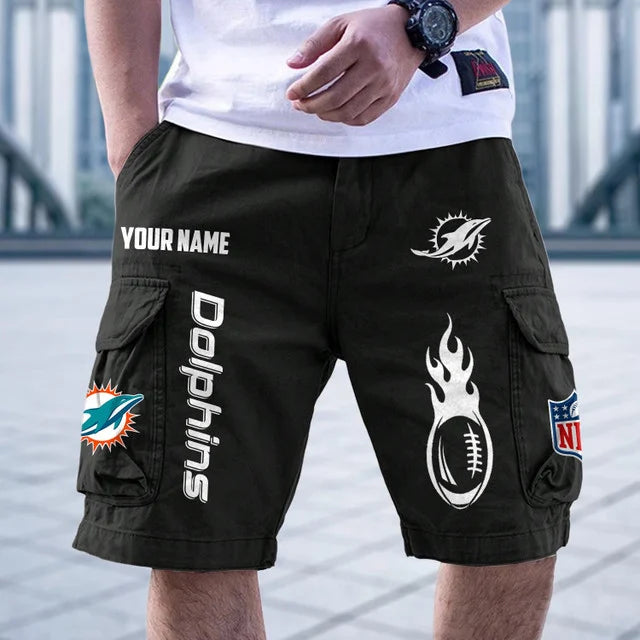 [SPECIAL OFFER] NEW CUSTOMIZED NFL19 MDP MIAMI DOLPHINS CARGO SHORTS