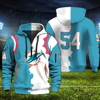 [SPECIAL OFFER] NEW CUSTOMIZED NFL19 MDP MIAMI DOLPHINS QUARTER ZIP HOODIE
