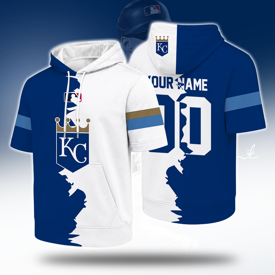 LIMITED EDITION - NEW CUSTOMIZED MLB19 KCR KANSAS CITY ROYALS SHORT SLEEVE HOODIE