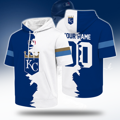 LIMITED EDITION - NEW CUSTOMIZED MLB19 KCR KANSAS CITY ROYALS SHORT SLEEVE HOODIE