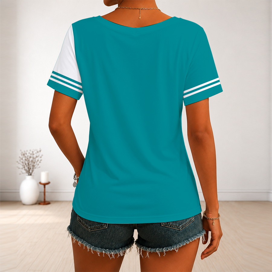 [SPECIAL OFFER] NEW CUSTOMIZED NFL19 MDP MIAMI DOLPHINS V-NECK FEMALE SHIRT