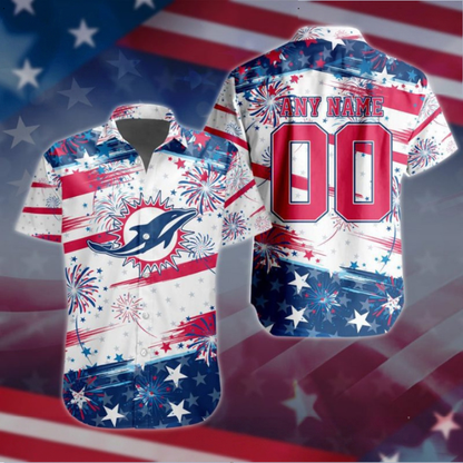 VIRAL EDITION - NEW CUSTOMIZED NFL19 MDP MIAMI DOLPHINS PATRIOTIC USA HAWAIIAN SHIRT