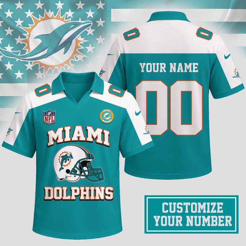 ELITE EDITION - NEW CUSTOMIZED NFL19 MDP MIAMI DOLPHINS POLO SHIRT