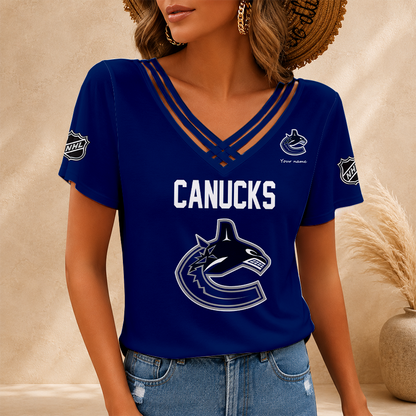 [SUPER SALE] NEW CUSTOMIZED NHL19 VCC VANCOUVER CANUCKS V-NECK SHIRT