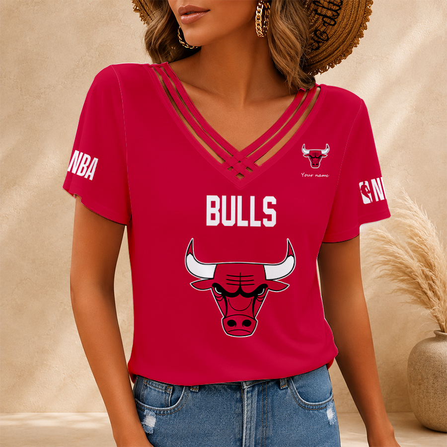[HOT DEAL] NEW CUSTOMIZED NBA19 CBU CHICAGO BULLS V-NECK SHIRT
