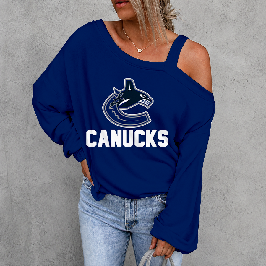 [SUPER SALE] NEW CUSTOMIZED NHL19 VCC VANCOUVER CANUCKS DROP SHOULDER SWEATSHIRT