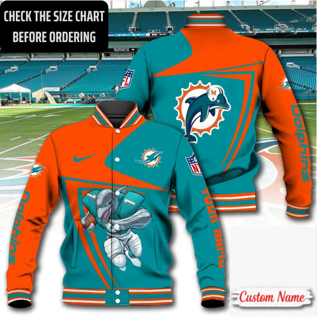 EXCLUSIVE EDITION - NEW CUSTOMIZED NFL19 MDP MIAMI DOLPHINS SATIN VARSITY & BASEBALL JACKET