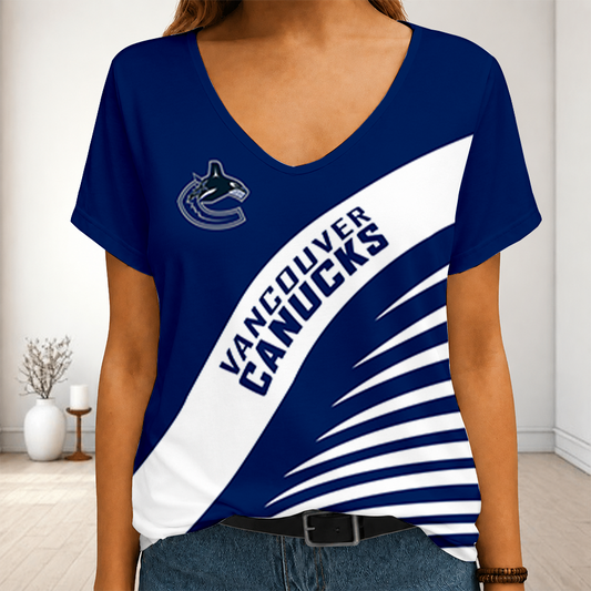 [SUPER SALE] NEW CUSTOMIZED NHL19 VCC VANCOUVER CANUCKS V-NECK FEMALE SHIRT