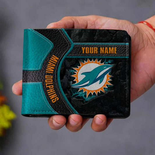 VIRAL EDITION - NEW CUSTOMIZED NFL19 MDP MIAMI DOLPHINS LEATHER WALLET