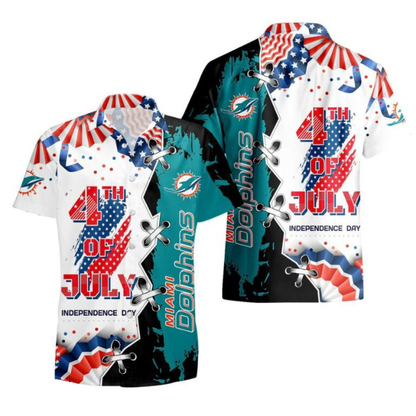 MEGA SALE - NEW CUSTOMIZED NFL19 MDP MIAMI DOLPHINS INDEPENDENCE DAY HAWAIIAN SHIRT