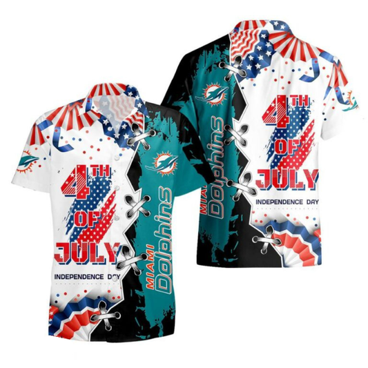 MEGA SALE - NEW CUSTOMIZED NFL19 MDP MIAMI DOLPHINS INDEPENDENCE DAY HAWAIIAN SHIRT