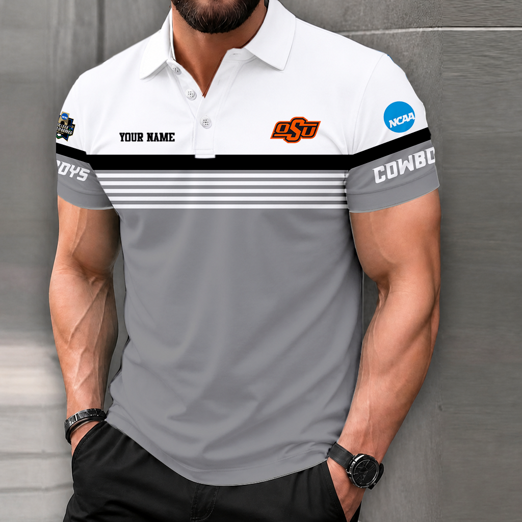 LIMITED EDITION - NEW CUSTOMIZED NCAA CWS19 OSC OKLAHOMA STATE COWBOYS POLO SHIRT