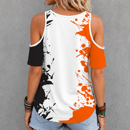 [FAN FAVORITE] NEW CUSTOMIZED NCAA CWS19 OSC OKLAHOMA STATE COWBOYS CRISS CROSS V-NECK TOP