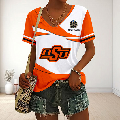 LIMITED DROP - NEW CUSTOMIZED | NCAA CWS19 OSC OS COWBOYS V-NECK FEMALE SHIRT