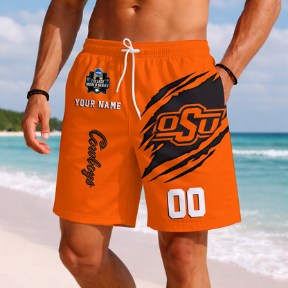 LIMITED EDITION - NEW CUSTOMIZED NCAA CWS19 OSC OKLAHOMA STATE COWBOYS SHORT PANTS