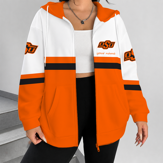 [FAN FAVORITE] NEW CUSTOMIZED NCAA CWS19 OSC OKLAHOMA STATE COWBOYS ZIP HOODIE