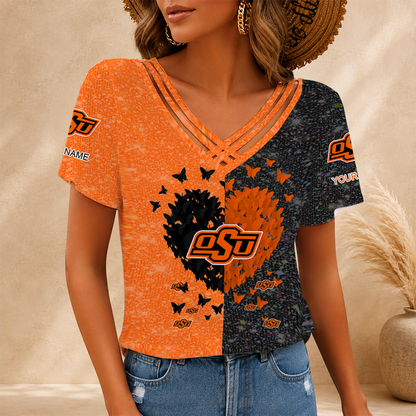 [FAN FAVORITE] NEW CUSTOMIZED NCAA CWS19 OSC OKLAHOMA STATE COWBOYS V-NECK SHIRT