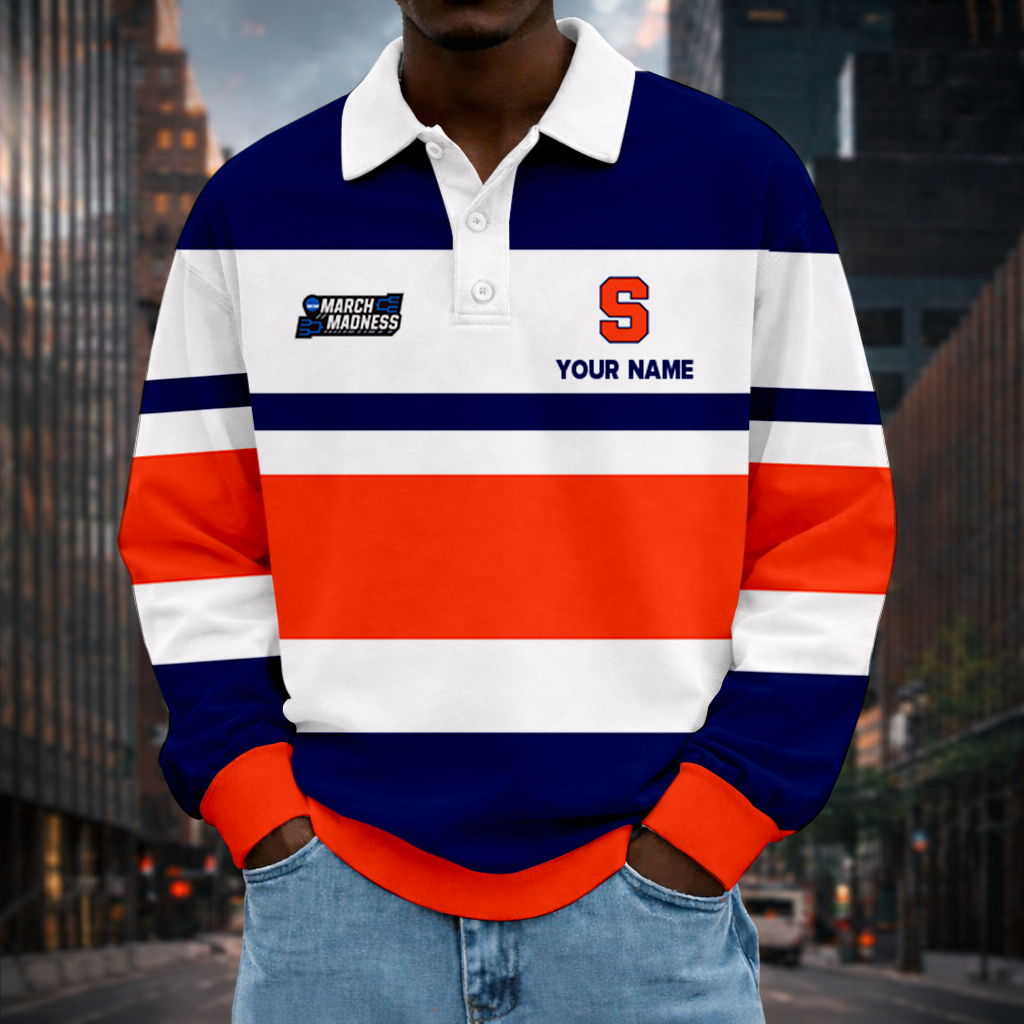 LIMITED EDITION - NEW CUSTOMIZED NCAA MAM19 SYO SYRACUSE ORANGE UNISEX LONG SLEEVE POLO