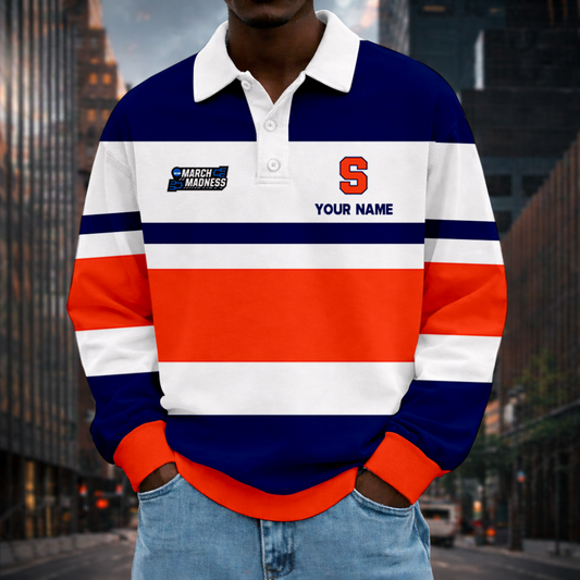 LIMITED EDITION - NEW CUSTOMIZED NCAA MAM19 SYO SYRACUSE ORANGE UNISEX LONG SLEEVE POLO