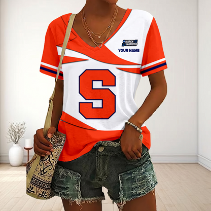 LIMITED DROP - NEW CUSTOMIZED | NCAA MAM19 SYO SY ORANGE V-NECK FEMALE SHIRT
