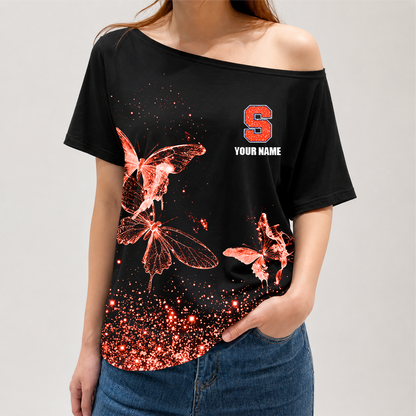 [FAN FAVORITE] NEW CUSTOMIZED NCAA MAM19 SYO SYRACUSE ORANGE STRAPPY OFF-SHOULDER SHIRT