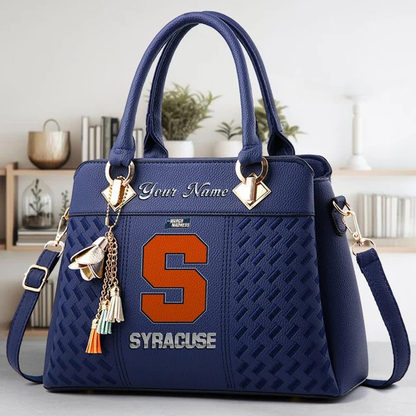 LIMITED EDITION - NEW CUSTOMIZED NCAA MAM19 SYO SYRACUSE ORANGE ZIP HANDBAG MULTICOLOR