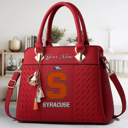 LIMITED EDITION - NEW CUSTOMIZED NCAA MAM19 SYO SYRACUSE ORANGE ZIP HANDBAG MULTICOLOR