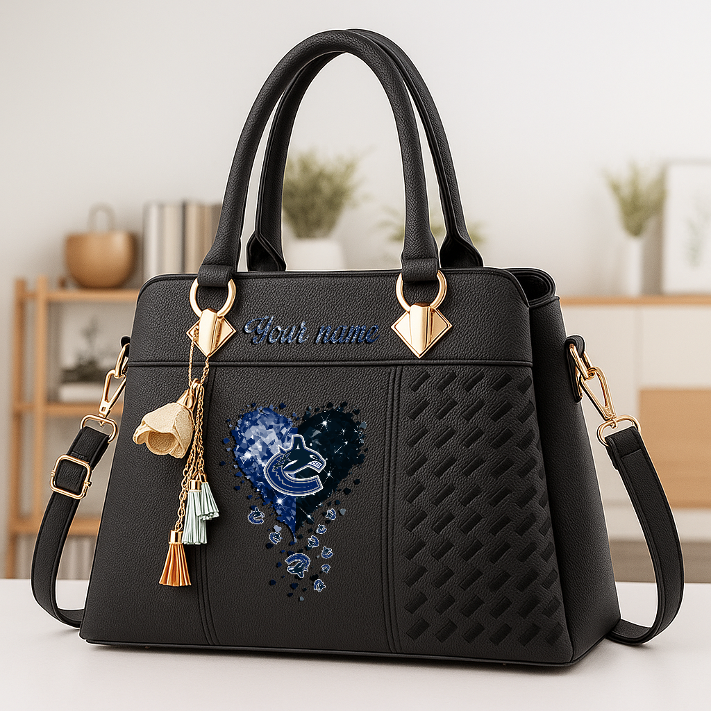 LIMITED EDITION - NEW CUSTOMIZED NHL19 VCC VANCOUVER CANUCKS ZIP HANDBAG MULTICOLOR
