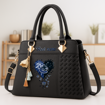 LIMITED EDITION - NEW CUSTOMIZED NHL19 VCC VANCOUVER CANUCKS ZIP HANDBAG MULTICOLOR