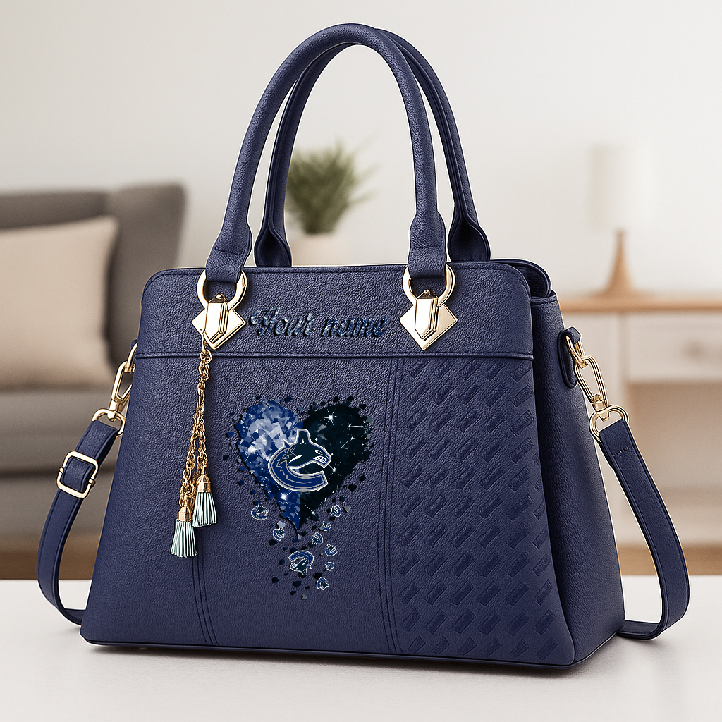 LIMITED EDITION - NEW CUSTOMIZED NHL19 VCC VANCOUVER CANUCKS ZIP HANDBAG MULTICOLOR