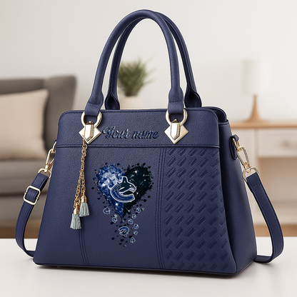 LIMITED EDITION - NEW CUSTOMIZED NHL19 VCC VANCOUVER CANUCKS ZIP HANDBAG MULTICOLOR
