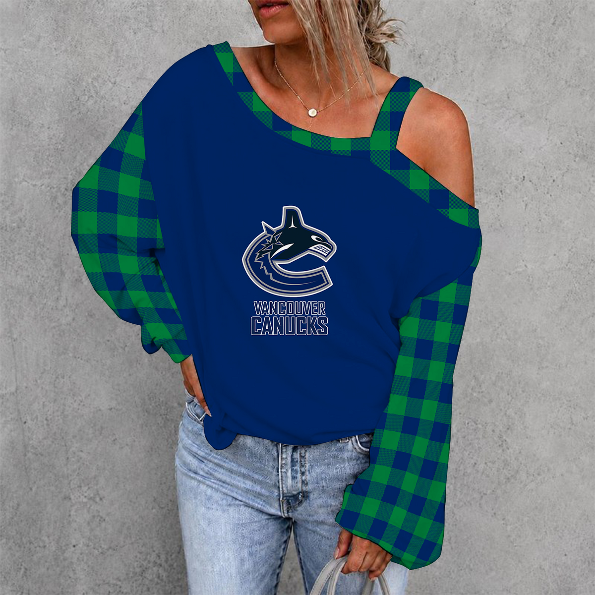 [SUPER SALE] NEW CUSTOMIZED NHL19 VCC VANCOUVER CANUCKS DROP SHOULDER SWEATSHIRT