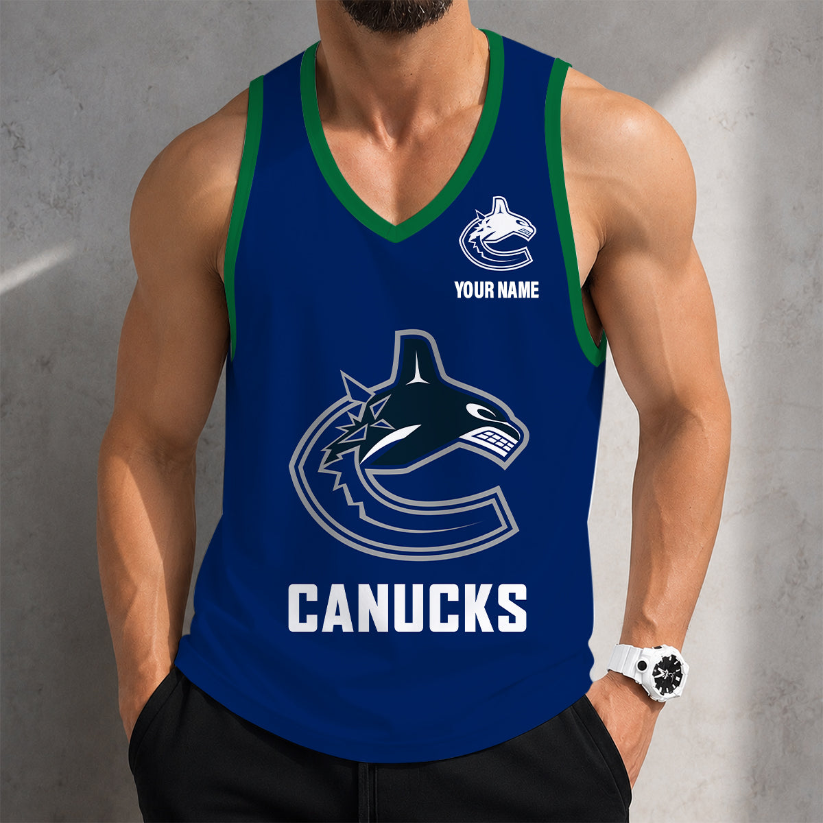 LIMITED EDITION - NEW CUSTOMIZED NHL19 VCC VANCOUVER CANUCKS MEN'S TANK TOP