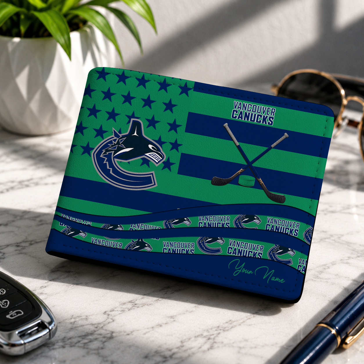 LIMITED EDITION - NEW CUSTOMIZED NHL19 VCC VANCOUVER CANUCKS LEATHER WALLET
