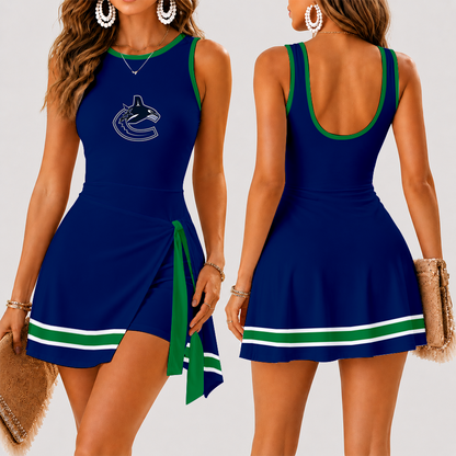 [SUPER SALE] NEW CUSTOMIZED NHL19 VCC VANCOUVER CANUCKS WOMEN'S SUMMER SKORT DRESS