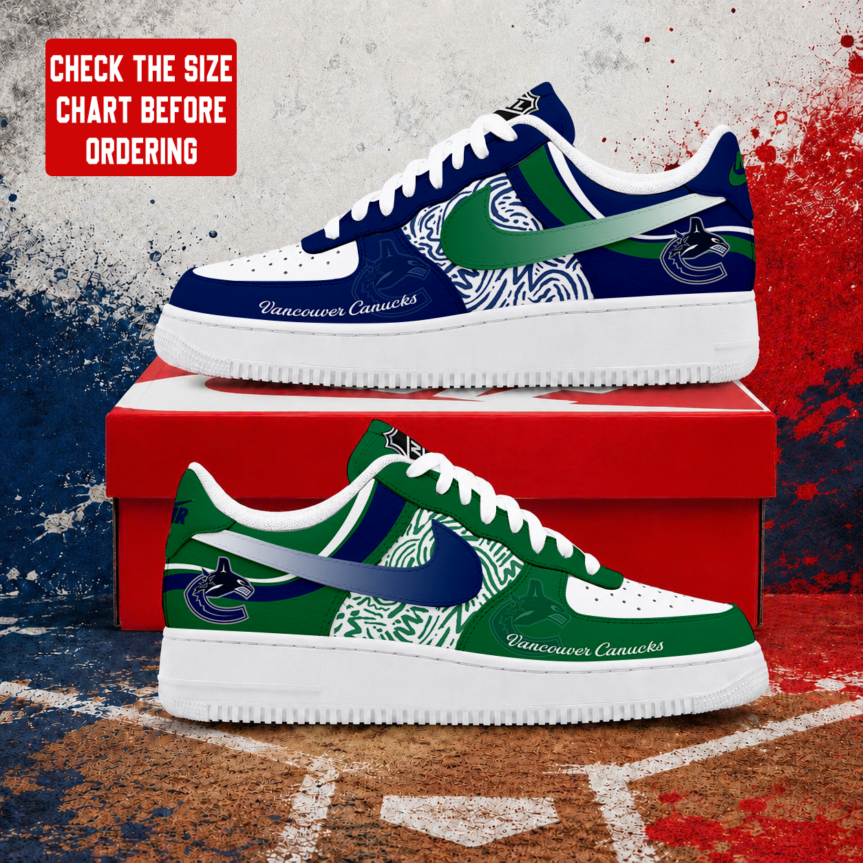 LIMITED EDITION - NEW CUSTOMIZED NHL19 VCC VANCOUVER CANUCKS AF1 SHOES