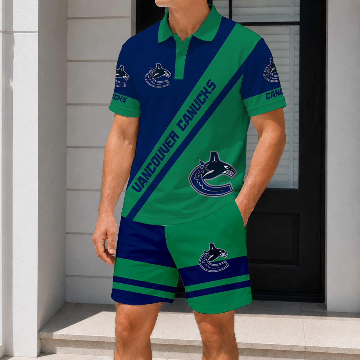 LIMITED EDITION - NEW CUSTOMIZED NHL19 VCC VANCOUVER CANUCKS POLO & SHORT PANTS SET