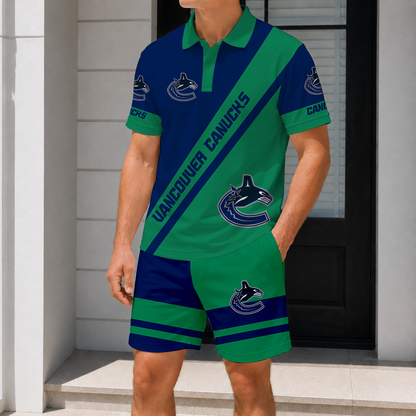LIMITED EDITION - NEW CUSTOMIZED NHL19 VCC VANCOUVER CANUCKS POLO & SHORT PANTS SET