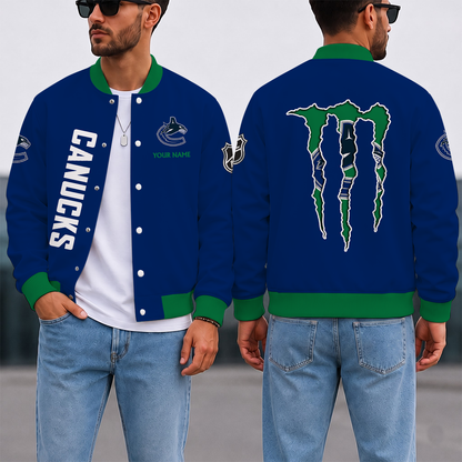 EXCLUSIVE EDITION - NEW CUSTOMIZED NHL19 VCC VANCOUVER CANUCKS SATIN VARSITY JACKET & BASEBALL JACKET