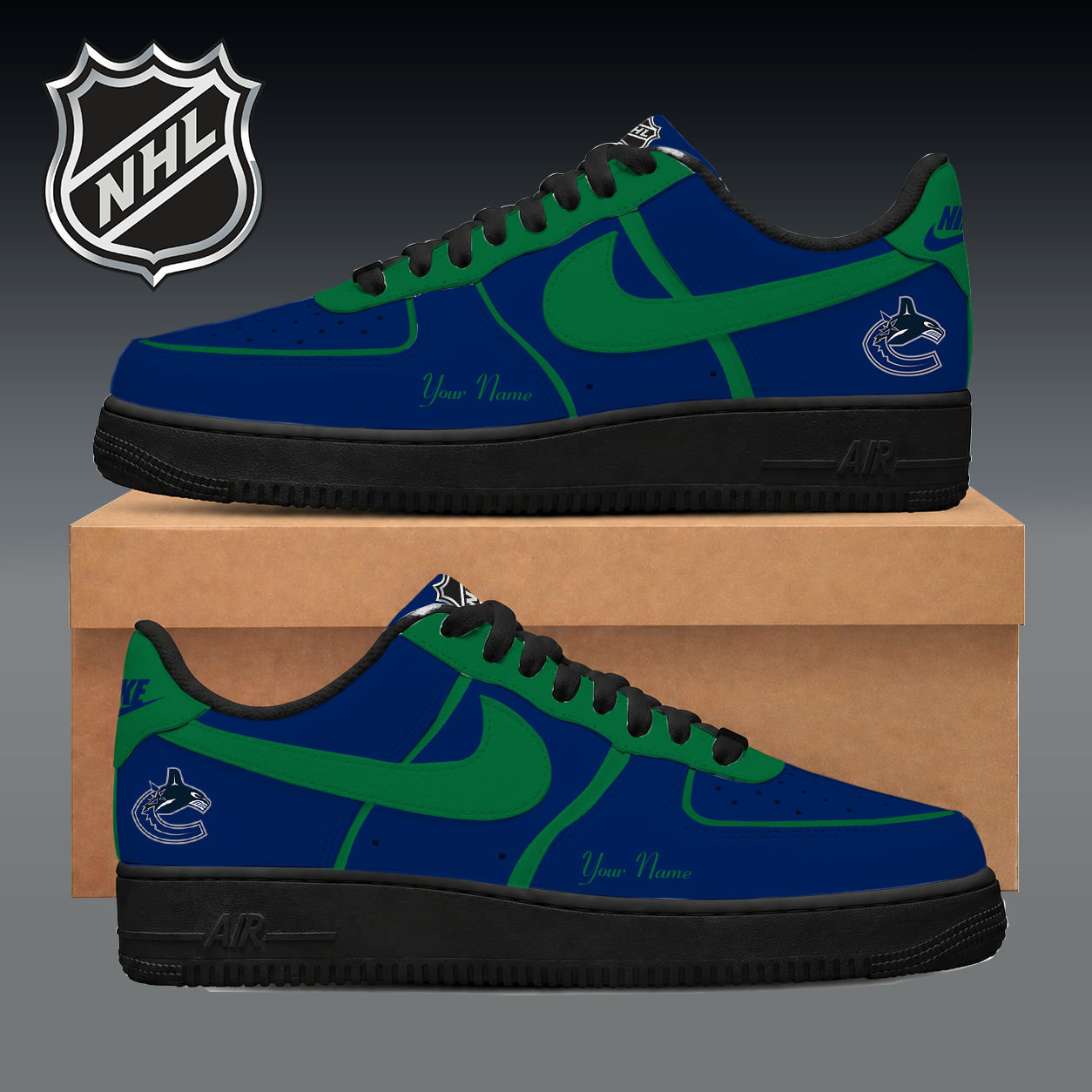 LIMITED EDITION - NEW CUSTOMIZED NHL19 VCC VANCOUVER CANUCKS AF1 SNEAKER